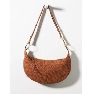 Anthropologie-Crescent Leather Shoulder Bag In Brown